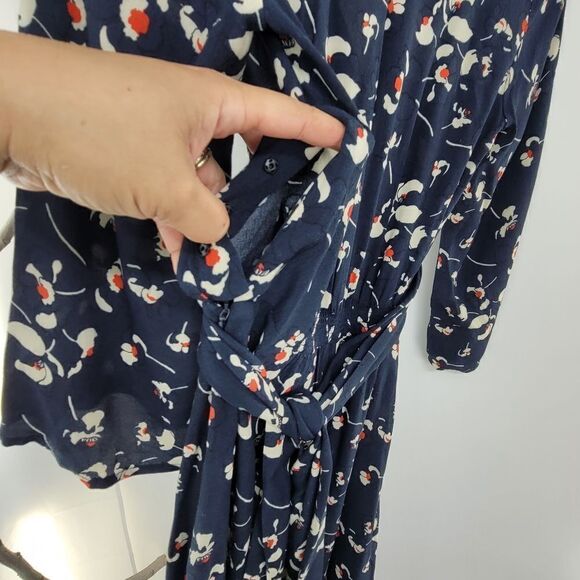 Ba&Sh silia tie waist midi dress marine handkerchief hem - Picture 9 of 16